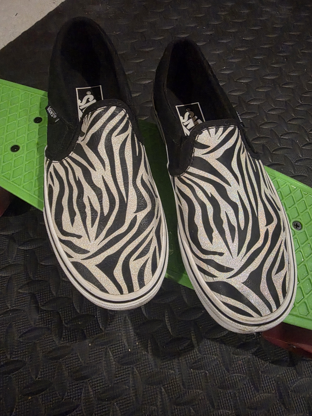 Vans Unisex Slip-On Zebra Print Loafers - Black & White